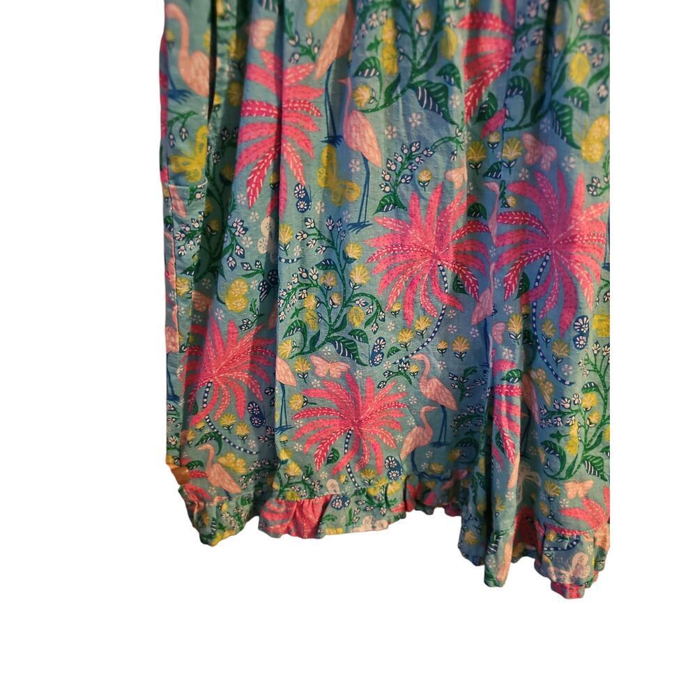 Boden flamingo tropical print girls romper ruffle hem sz 13/14 youth K98 - Picture 3 of 7